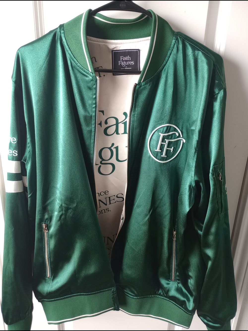 Men's Green Satin Reversible Bomber Jacket